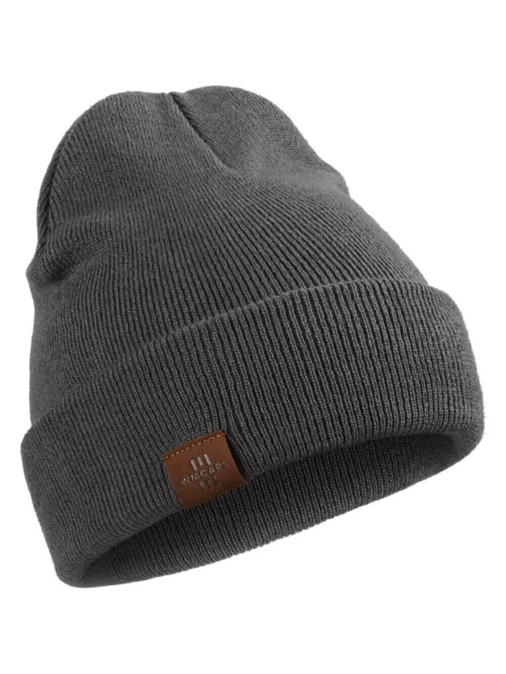 Men and Women Deep Grey Acrylic Stretchy Daily Knit Warm Winter Beanie Hats